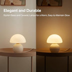 MushGlow™ Stepless Dimmable Mushroom Table Lamp – Glass & Ceramic Night Light | Cozy Ambient Lighting for Bedroom & Living Room