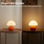 MushGlow™ Stepless Dimmable Mushroom Table Lamp – Glass & Ceramic Night Light | Cozy Ambient Lighting for Bedroom & Living Room