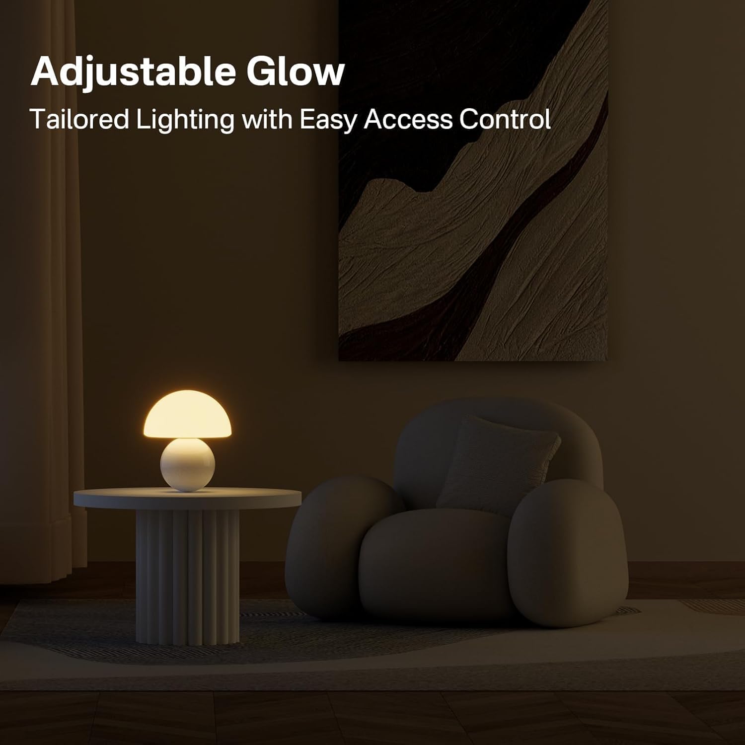 MushGlow™ Stepless Dimmable Mushroom Table Lamp – Glass & Ceramic Night Light | Cozy Ambient Lighting for Bedroom & Living Room