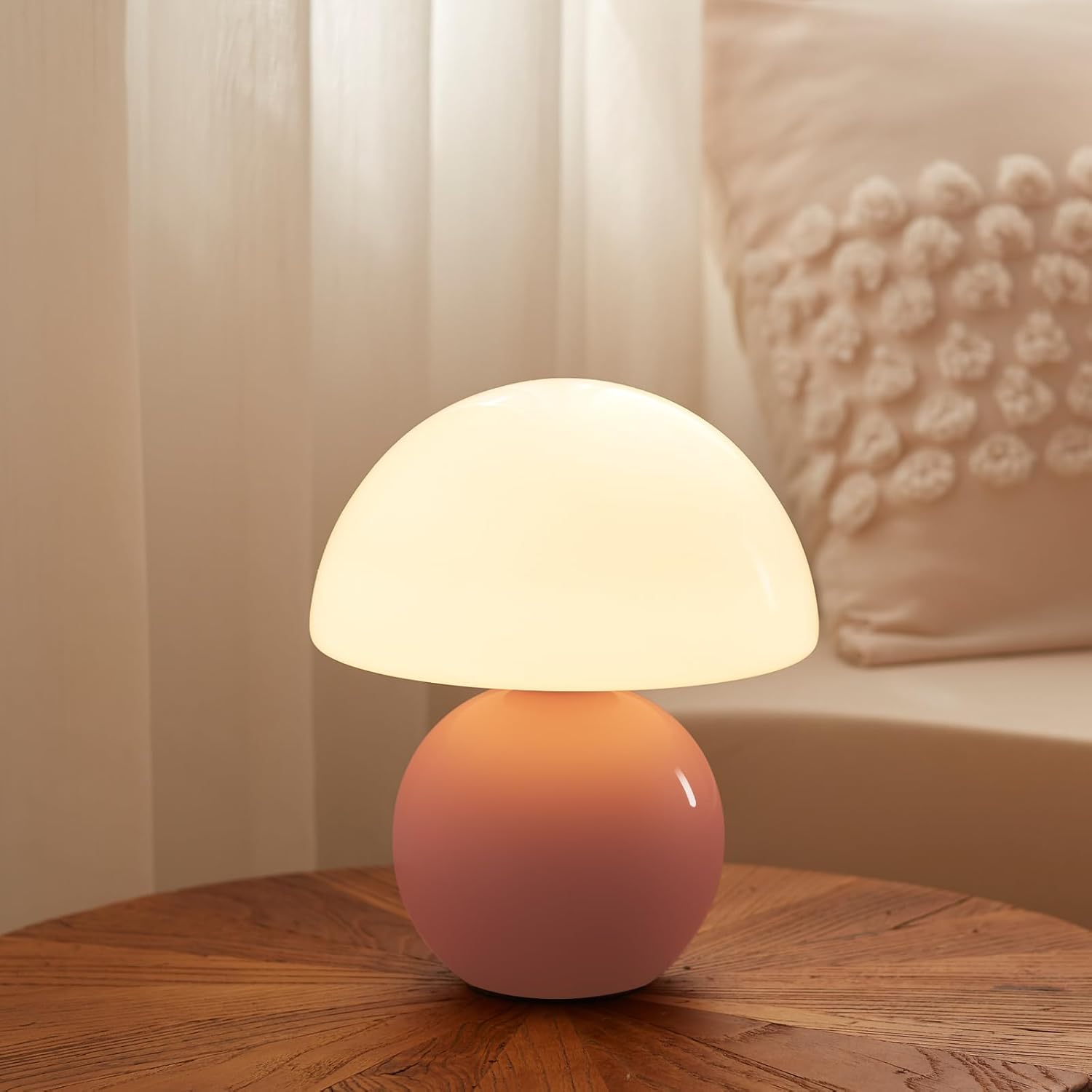 MushGlow™ Stepless Dimmable Mushroom Table Lamp – Glass & Ceramic Night Light | Cozy Ambient Lighting for Bedroom & Living Room