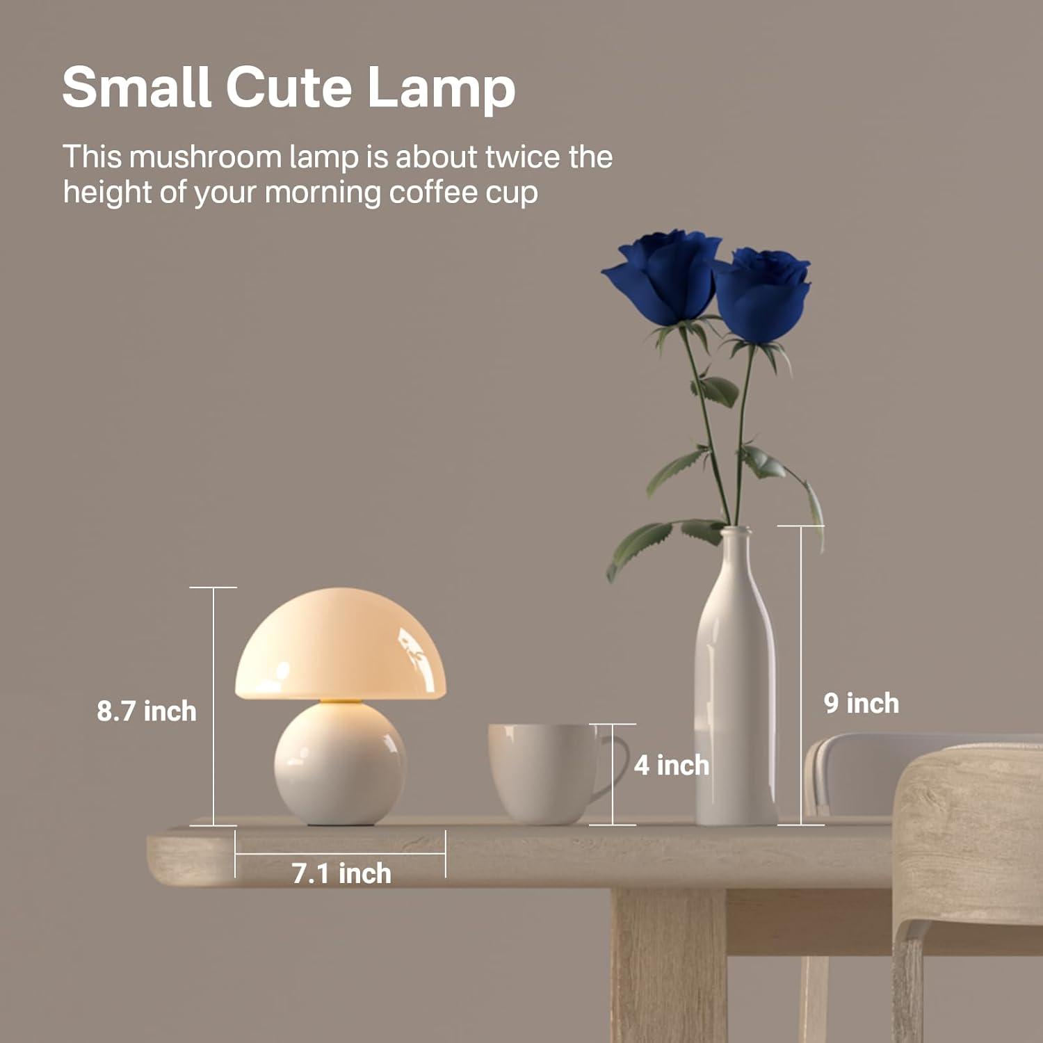MushGlow™ Stepless Dimmable Mushroom Table Lamp – Glass & Ceramic Night Light | Cozy Ambient Lighting for Bedroom & Living Room