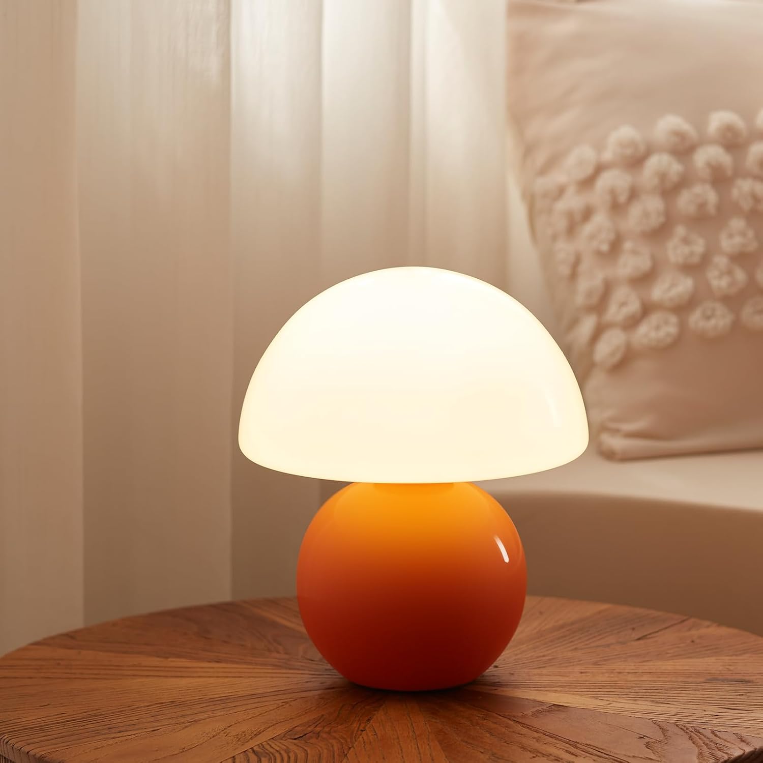 MushGlow™ Stepless Dimmable Mushroom Table Lamp – Glass & Ceramic Night Light | Cozy Ambient Lighting for Bedroom & Living Room
