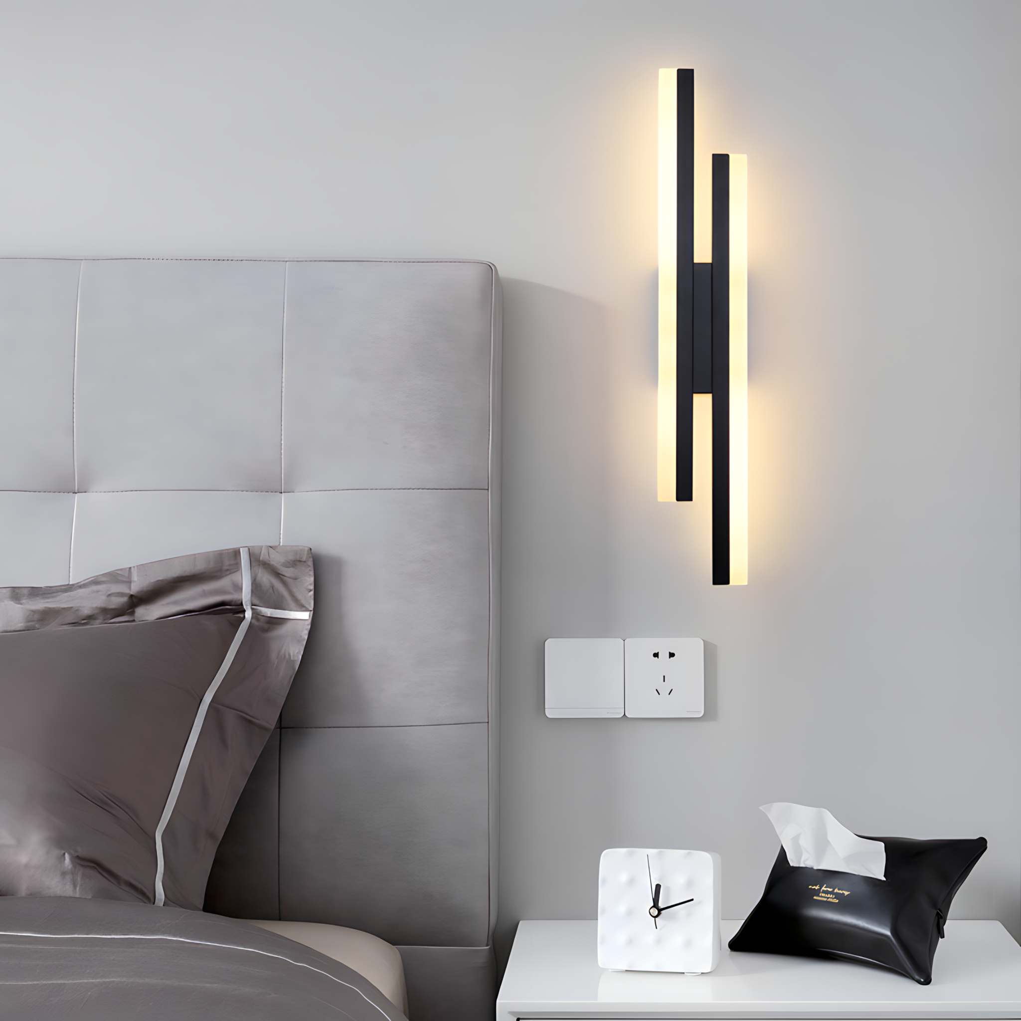 AxisGlow™ Black LED Wall Light – Modern Linear Accent Lamp | 16W Warm White Lighting for Bedroom & Hallway