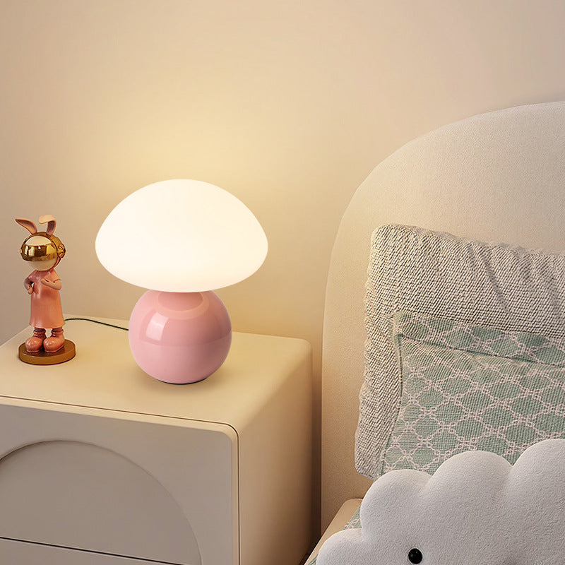 MushGlow™ Stepless Dimmable Mushroom Table Lamp – Glass & Ceramic Night Light | Cozy Ambient Lighting for Bedroom & Living Room
