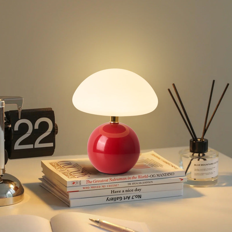 MushGlow™ Stepless Dimmable Mushroom Table Lamp – Glass & Ceramic Night Light | Cozy Ambient Lighting for Bedroom & Living Room