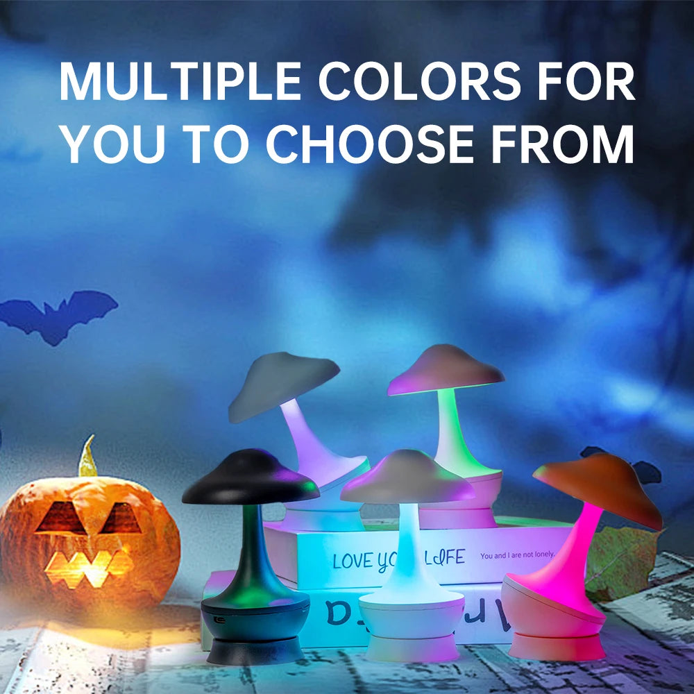 TumbloGlow™ Rechargeable Touch Mushroom Lamp – Dimmable USB Table Night Light | Portable Ambient Décor
