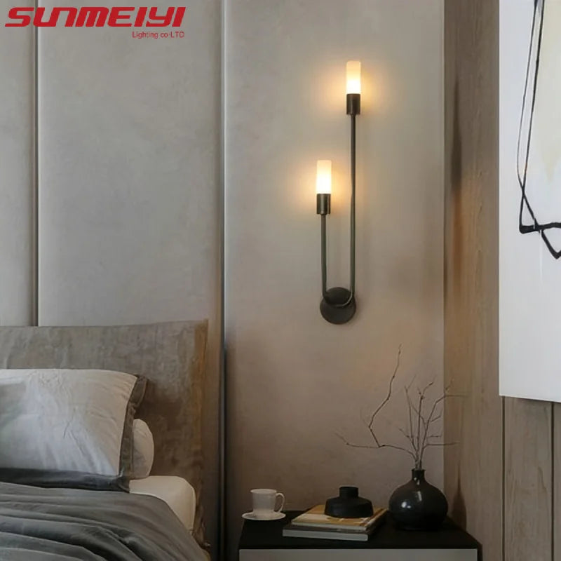 LuxAura™ Golden-Black LED Wall Lamp – Modern Nordic Wall Light | Luxury Accent Lighting for Living Room & Bedroom