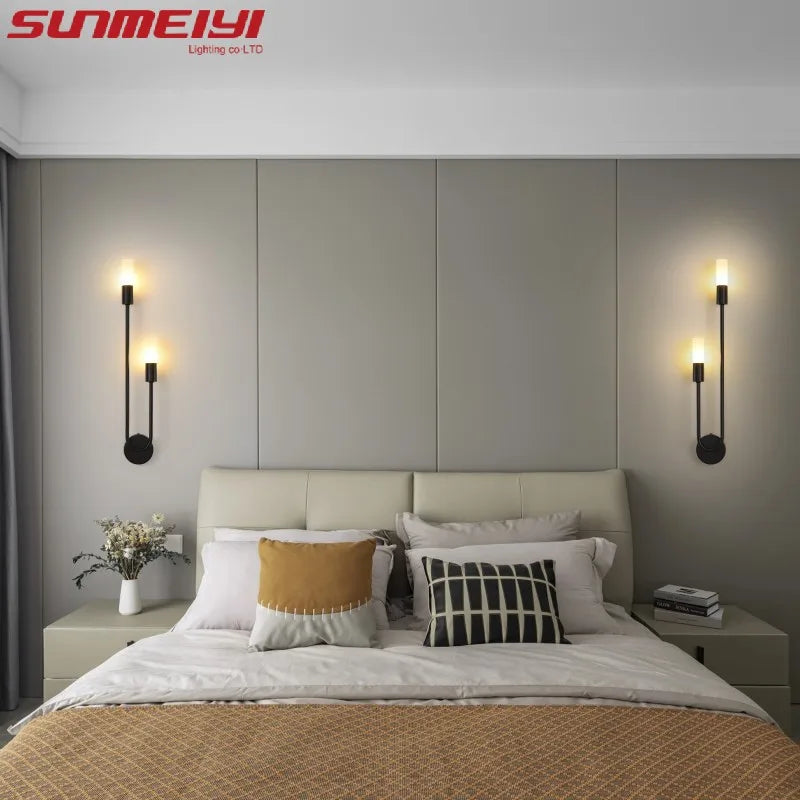 LuxAura™ Golden-Black LED Wall Lamp – Modern Nordic Wall Light | Luxury Accent Lighting for Living Room & Bedroom