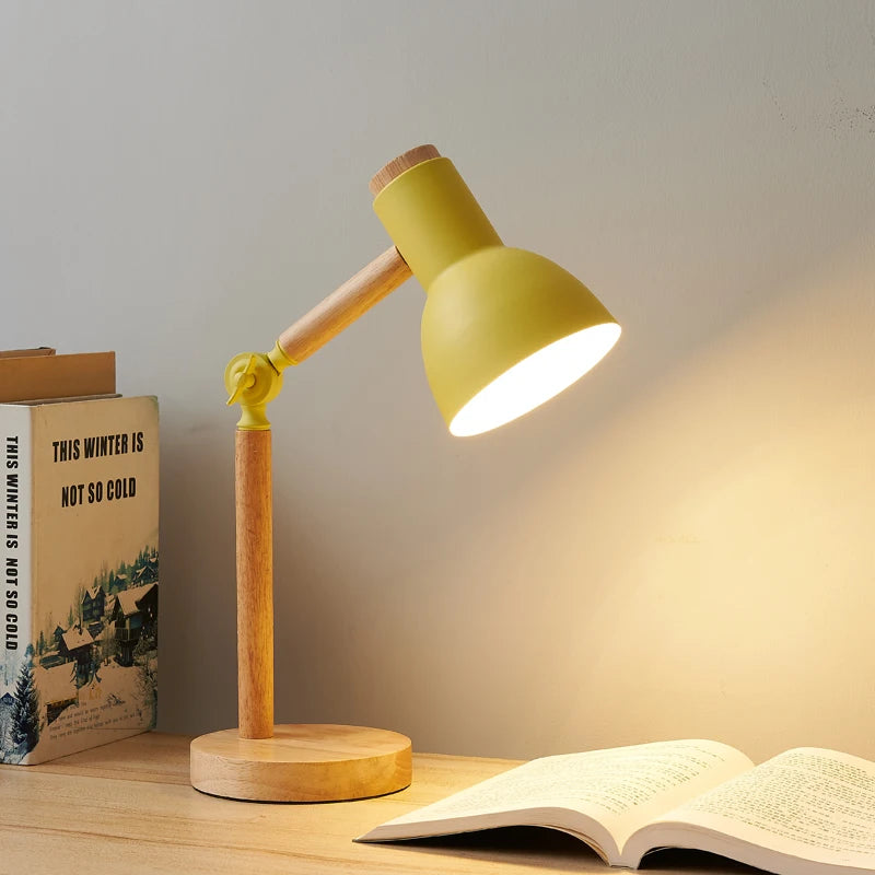 Lunoré™ Wooden Nordic Table Lamp – Adjustable LED Desk Light | Eye-Comfort Reading Lamp for Bedroom & Study