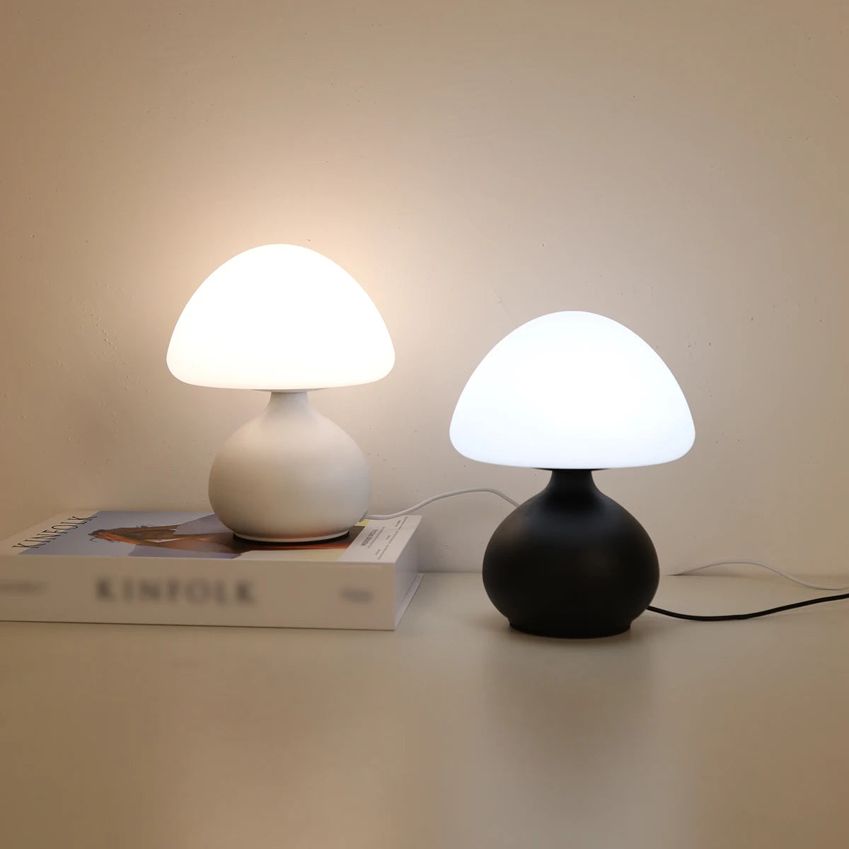 MushTone™ Infinite-Dimmable LED Mushroom Table Lamp – 3-Color Touch Ambient Light | Modern Minimalist Decor