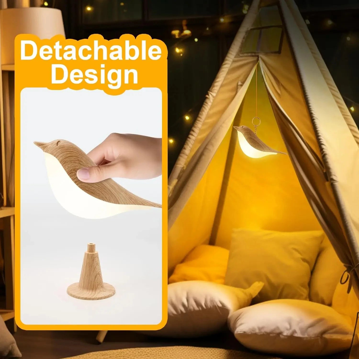 BirdGlow™ 3-Color USB Rechargeable Bird Night Lamp – Touch Sensor Table Lamp for Bedside & Kids’ Rooms