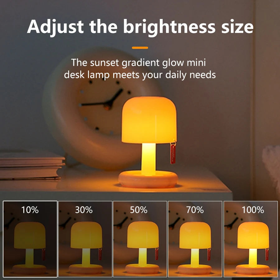 LumiShroom™ Rechargeable Mushroom Sunset Lamp – USB Mood & Ambient Table Light | Minimalist Décor for Bedroom & Desk