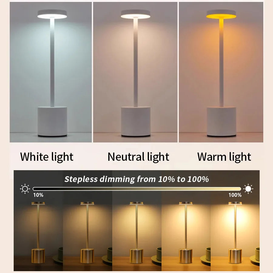 TwinLume™ USB Rechargeable Desk Lamps – 2-Pack Stepless Dimming LED Lights | Tricolor Touch Night & Study Lamps