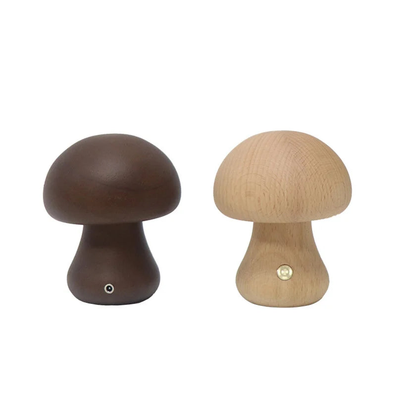 WoodGlow™ LED Touch Mushroom Lamp – Wooden Night Light for Kids & Bedroom | Cute Table Lamp with Touch Switch