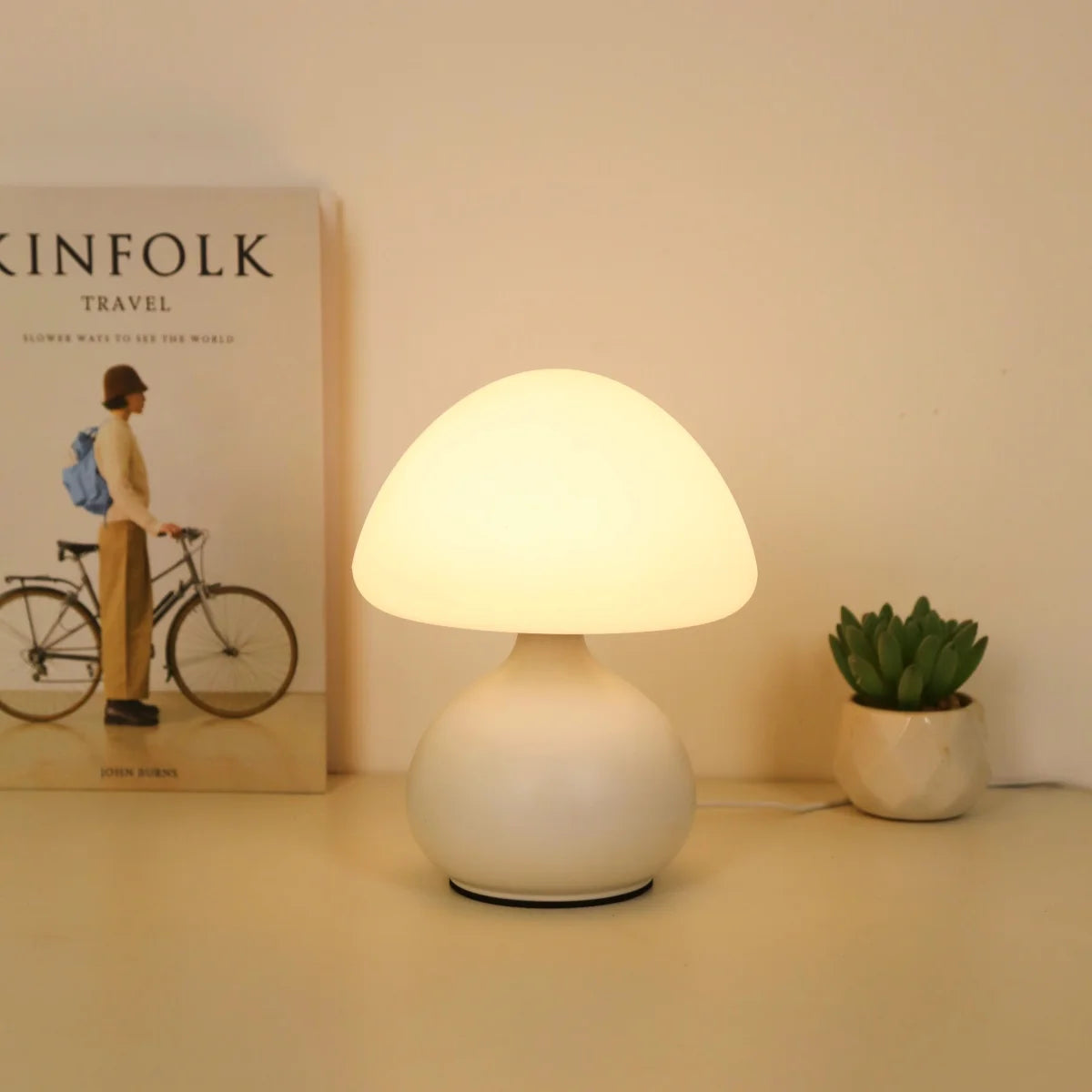 MushTone™ Infinite-Dimmable LED Mushroom Table Lamp – 3-Color Touch Ambient Light | Modern Minimalist Decor