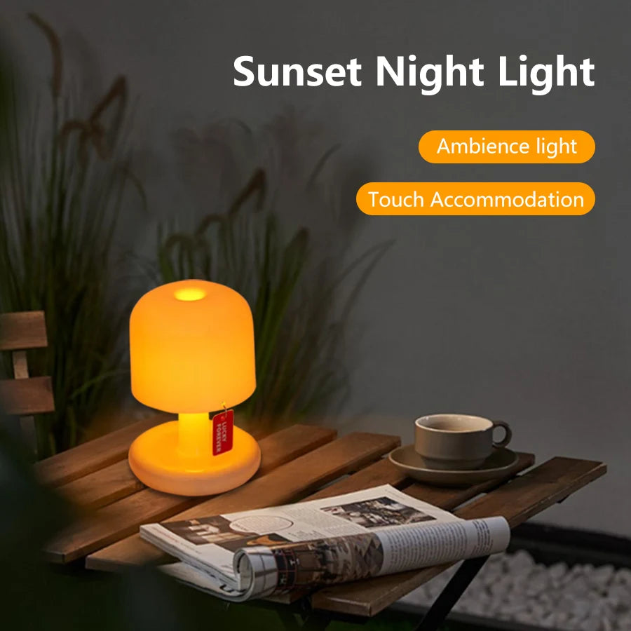 LumiShroom™ Rechargeable Mushroom Sunset Lamp – USB Mood & Ambient Table Light | Minimalist Décor for Bedroom & Desk