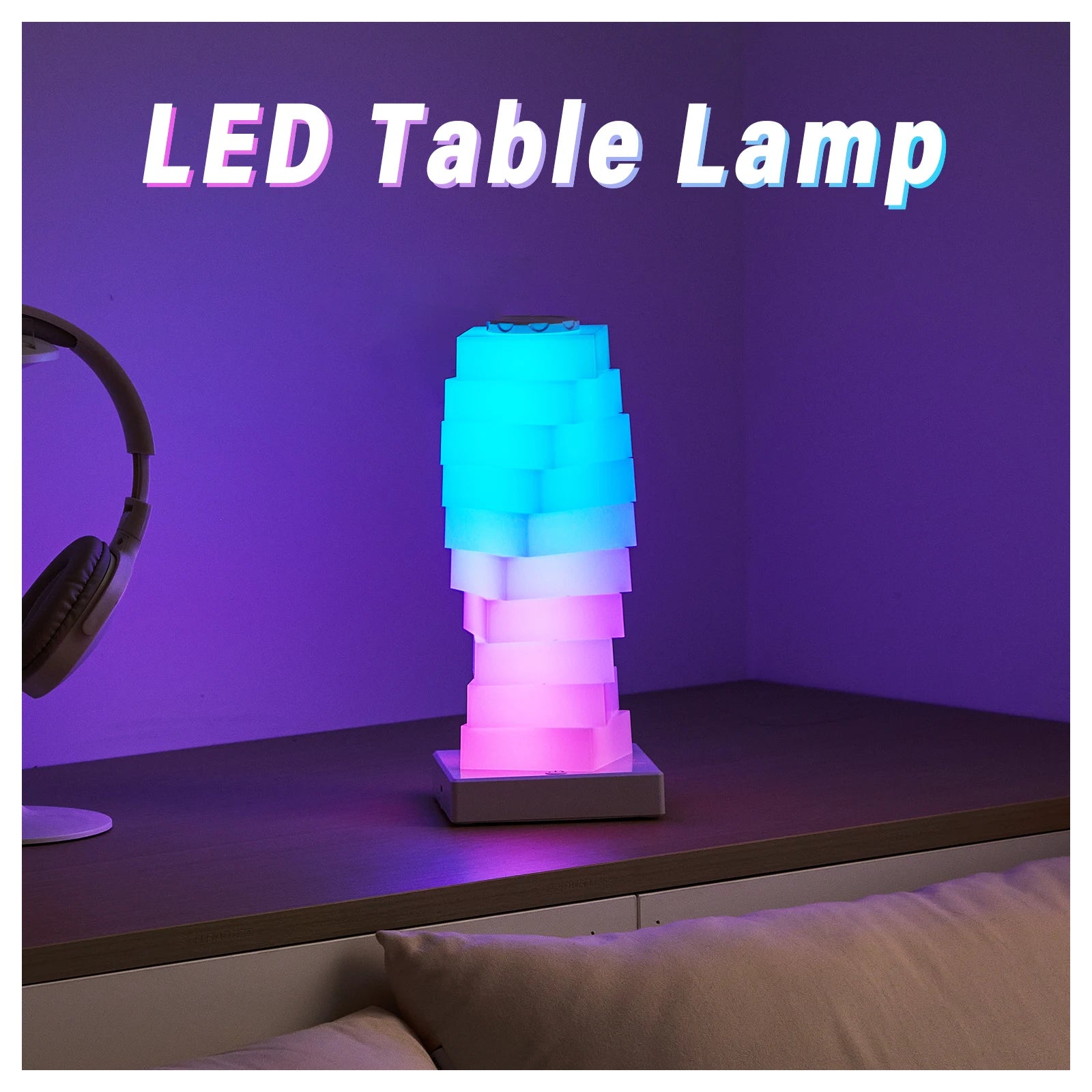 ColorAura™ 16-Color Touch RGB Table Lamp – Multi-Step Dimmable Mood Lamp | Ambient Bedside & Desk Light