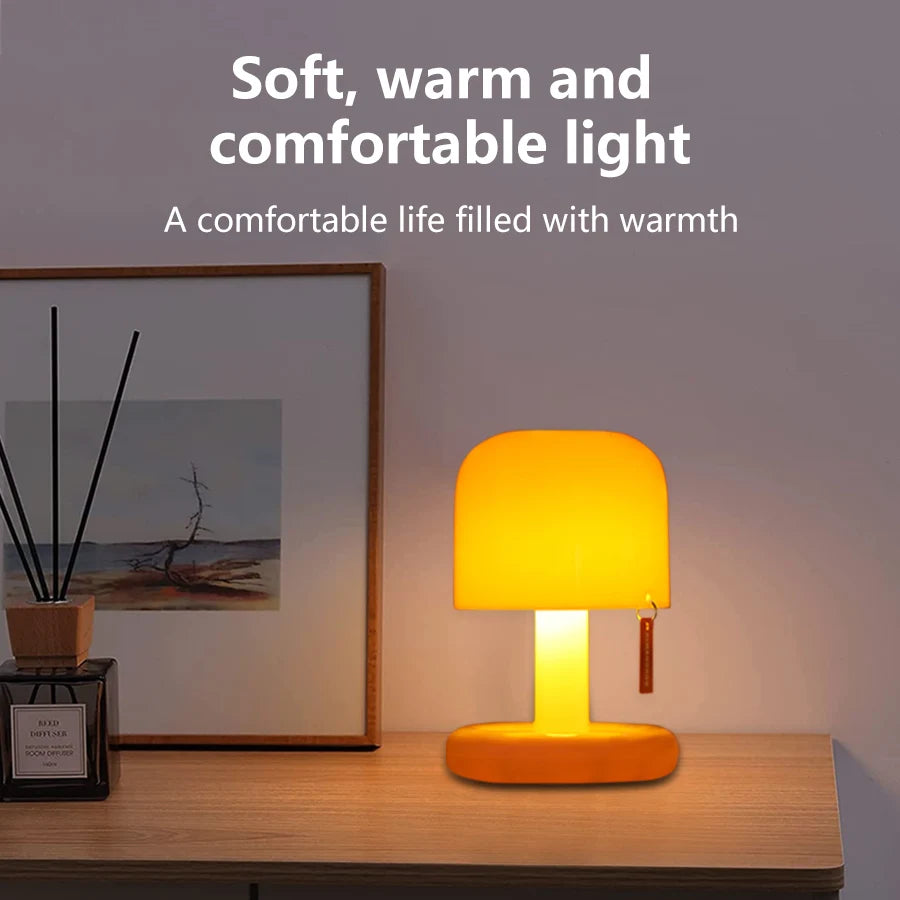LumiShroom™ Rechargeable Mushroom Sunset Lamp – USB Mood & Ambient Table Light | Minimalist Décor for Bedroom & Desk