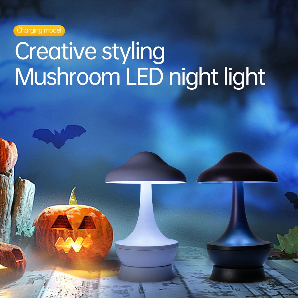TumbloGlow™ Rechargeable Touch Mushroom Lamp – Dimmable USB Table Night Light | Portable Ambient Décor
