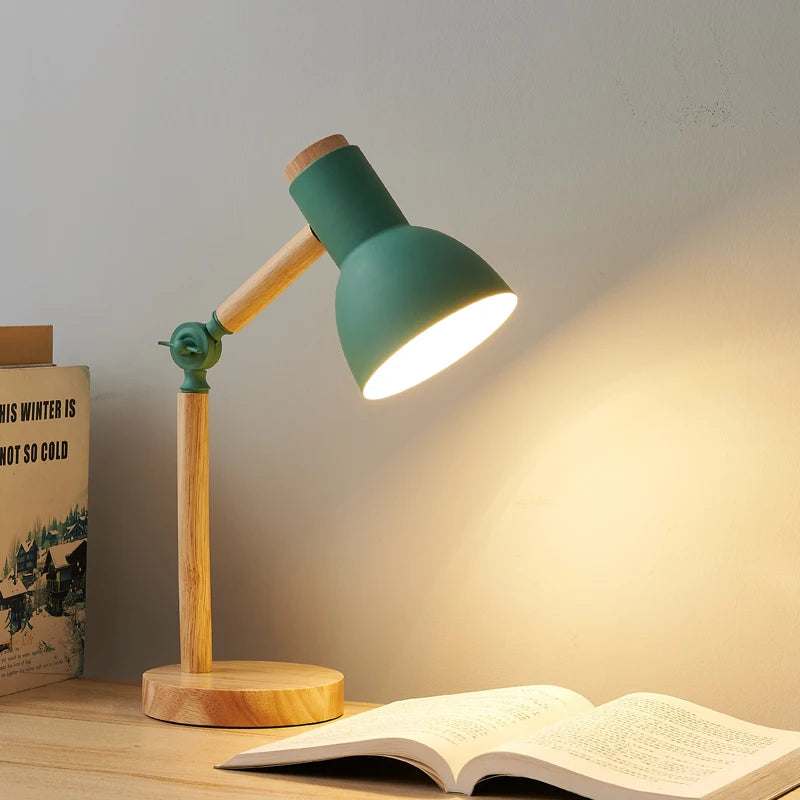 Lunoré™ Wooden Nordic Table Lamp – Adjustable LED Desk Light | Eye-Comfort Reading Lamp for Bedroom & Study