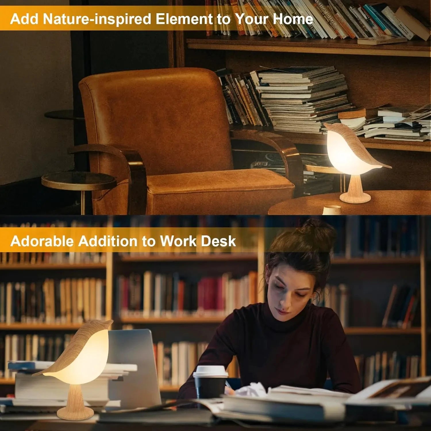 BirdGlow™ 3-Color USB Rechargeable Bird Night Lamp – Touch Sensor Table Lamp for Bedside & Kids’ Rooms