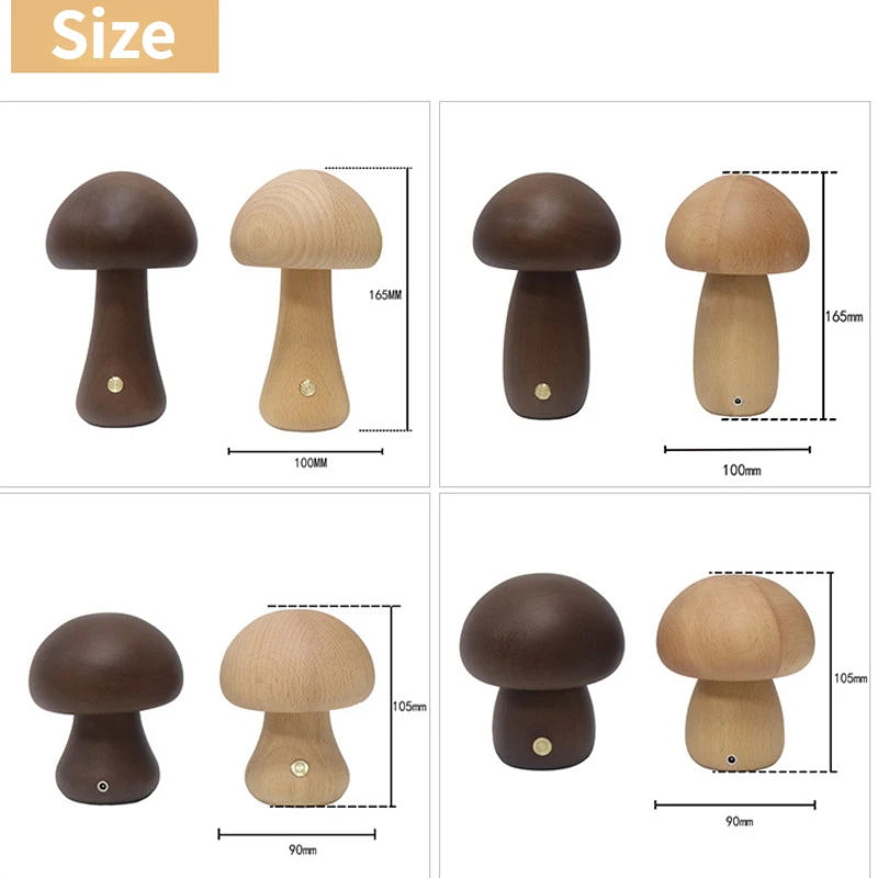 WoodGlow™ LED Touch Mushroom Lamp – Wooden Night Light for Kids & Bedroom | Cute Table Lamp with Touch Switch