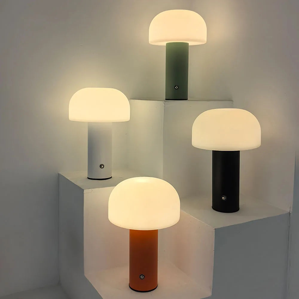 GlowMush™ Rechargeable LED Mushroom Lamp – 3-Color Dimmable Touch Table Light | Ambient Night & Desk Lamp