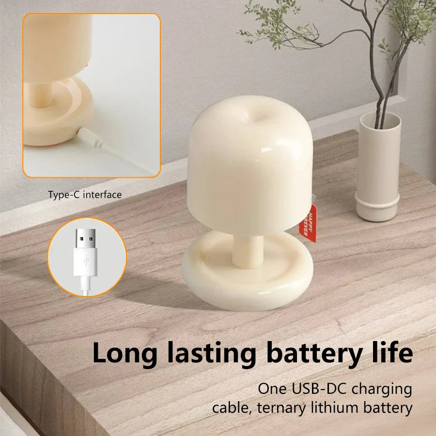 LumiShroom™ Rechargeable Mushroom Sunset Lamp – USB Mood & Ambient Table Light | Minimalist Décor for Bedroom & Desk