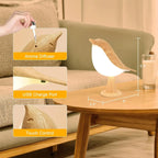 BirdGlow™ 3-Color USB Rechargeable Bird Night Lamp – Touch Sensor Table Lamp for Bedside & Kids’ Rooms